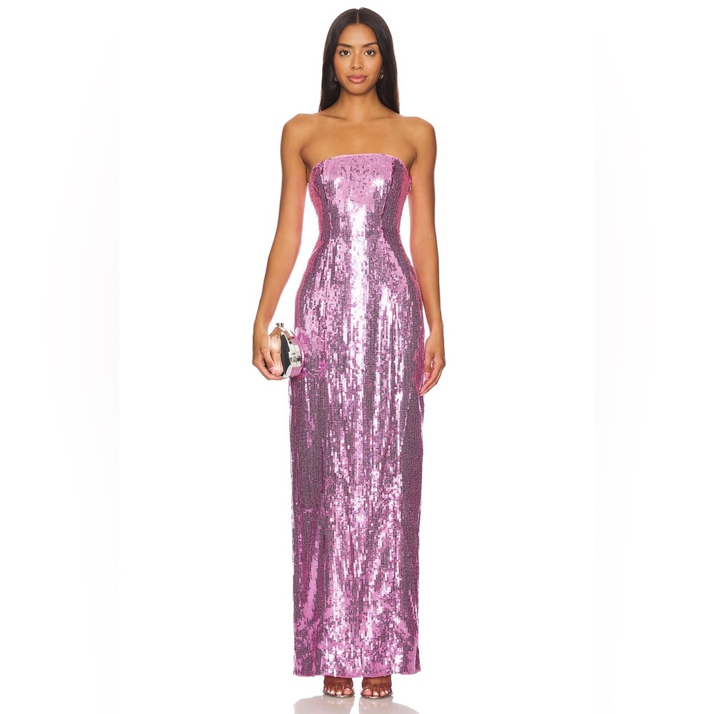NEW RETROFETE Ember Sequin Dress Pink Large **See Description** Barbie Prom